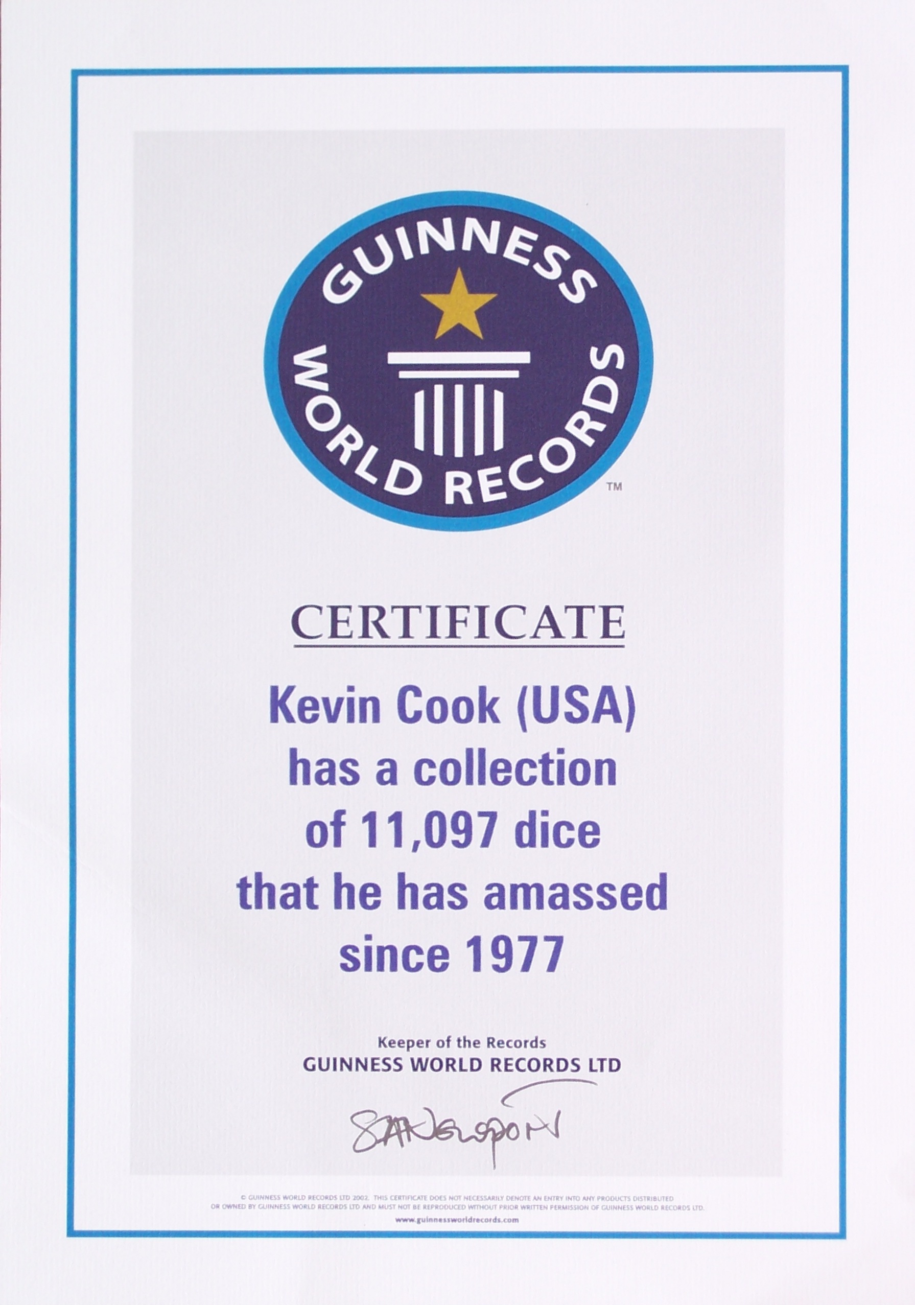 DiceCollector.com - Guinness Claim Information Within Guinness World Record Certificate Template