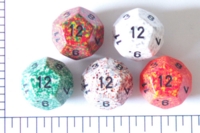 Dice : D12 OPAQUE ROUNDED SPECKLED WITH BLACK 1