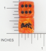 Dice : D6 OPAQUE ROUNDED SWIRL CHESSEX CUSTOM 11 FOR JSPASSNTHRU ORIENTAL DRAGON
