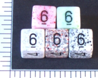 Dice : NUMBERED OPAQUE ROUNDED SPECKLED WITH BLACK 2