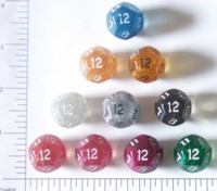 Dice : D12 TRANSLUCENT ROUNDED GLITTER 1