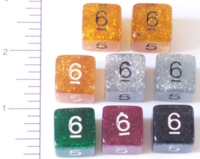 Dice : NUMBERED TRANSLUCENT ROUNDED GLITTER 1