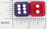 Dice : D6 TRANSLUCENT ROUNDED GLITTER 01