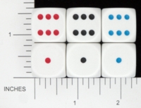 Dice : D6 OPAQUE ROUNDED SOLID KOPLOW PIPPED 1 TO 6 01