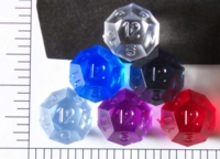 Dice : D12 TRANSLUCENT SHARP SOLID FROSTED 1