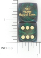 Dice : D6 TRANSLUCENT ROUNDED GLITTER CRYSTAL CASTE 10TH ANNIVERSARY 01