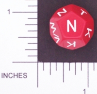 Dice : D12 OPAQUE ROUNDED SOLID RED LETTERS 01