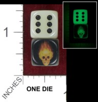 Dice : MINT40 UNKNOWN CHINESE FLAMING SKULL GLOW