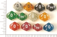 Dice : D10 TRANSLUCENT ROUNDED GLITTER 01