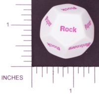 Dice : D12 OPAQUE ROUNDED SOLID WHITE KOPLOW ROCK PAPER SCISSIORS 01
