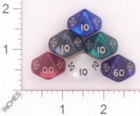 Dice : D10 OPAQUE ROUNDED SWIRL CRYSTAL CASTE DOH 02