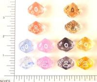 Dice : D10 CLEAR ROUNDED SWIRL CHESSEX NEBULA 01