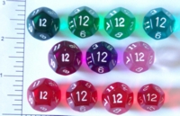 Dice : D12 CLEAR ROUNDED SOLID 1
