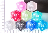 Dice : D20 TRANSLUCENT ROUNDED SOLID FROSTED 2