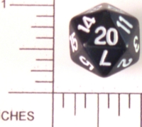 Dice : D20 OPAQUE ROUNDED SOLID BLACK 02