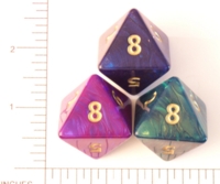 Dice : D8 OPAQUE ROUNDED IRIDESCENT CRYSTAL CASTE OTHERWORLDS JUMBO 1