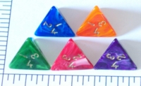 Dice : D4 OPAQUE ROUNDED SWIRL CRYSTAL CASTE GOLDEN SILK
