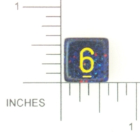 Dice : NUMBERED OPAQUE ROUNDED SPECKLED WITH YELLOW 2