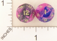 Dice : D12 OPAQUE ROUNDED IRIDESCENT SWIRL CRYSTAL CASTE TOXIC 01