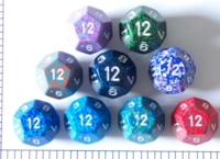 Dice : D12 OPAQUE ROUNDED SPECKLED WITH WHITE 1