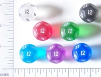 Dice : D12 TRANSLUCENT ROUNDED SOLID FROSTED 1