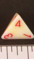 Dice : D4 OPAQUE ROUNDED SPECKLED WITH RED 2