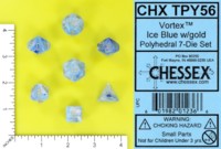 Dice : MINT63 CHESSEX VORTEX ICE BLUE CHX TPY56
