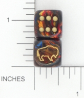 Dice : D6 OPAQUE ROUNDED SWIRL CHESSEX CUSTOM 26 FOR JSPASSNTHRU BISON