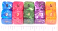 Dice : NUMBERED OPAQUE ROUNDED SWIRL CRYSTAL CASTE SILK 1