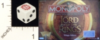 Dice : D6 OPAQUE ROUNDED SOLID PARKER BROTHERS LORD OF THE RINGS MONOPOLY 01