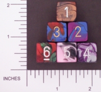 Dice : NUMBERED OPAQUE ROUNDED IRIDESCENT CHESSEX GEMINI 03