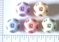 Dice : D12 OPAQUE ROUNDED 2TONE CRYSTAL CASTE PORCELAIN