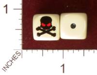 Dice : MINT31 YAK YAKS SKULL AND CROSSBONES WITH RED EVIL SOCKETS 01