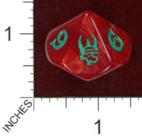 Dice : D10 OPAQUE ROUNDED IRIDESCENT STEVE JACKSON MUNCHKIN CHRISTMAS HAND PAINTED
