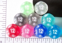 Dice : D12 TRANSLUCENT ROUNDED SOLID FROSTED 2