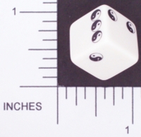 Dice : D6 OPAQUE ROUNDED SOLID WHITE YIN YANG 01