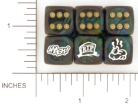 Dice : D6 OPAQUE ROUNDED SWIRL CHESSEX CUSTOM 02 AAAGH RIP GRAVESTONE POOP