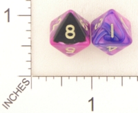 Dice : D8 OPAQUE ROUNDED IRIDESCENT SWIRL CRYSTAL CASTE TOXIC 01