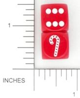 Dice : D6 OPAQUE ROUNDED SOLID CHESSEX CUSTOM 07 FOR JSPASSINTHRUS CANDY CANE