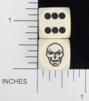 Dice : D6 OPAQUE ROUNDED SOLID FLYING BUFFALO SKULL 01