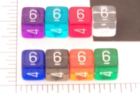 Dice : NUMBERED CLEAR ROUNDED SOLID CHESSEX D E