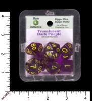 Dice : MINT65 ROLE FOR INITIATIVE TRANSLUCENT PURPLE WITH YELLOW