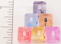 Dice : NUMBERED CLEAR ROUNDED SWIRL CHESSEX NEBULA 01