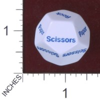 Dice : D12 OPAQUE ROUNDED SOLID WHITE KOPLOW ROCK PAPER SCISSORS 02