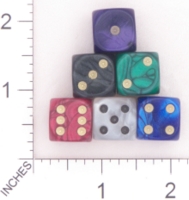 Dice : D6 OPAQUE ROUNDED SWIRL CRYSTAL CASTE 01