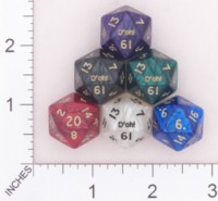 Dice : D20 OPAQUE ROUNDED SWIRL CRYSTAL CASTE DOH 01
