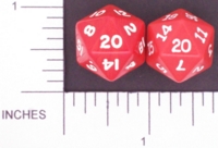 Dice : D20 OPAQUE ROUNDED SOLID RED 02