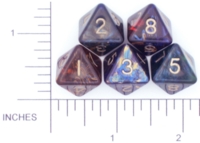 Dice : D8 OPAQUE ROUNDED IRIDESCENT CRYSTAL CASTE SPECTRUM 01