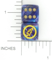 Dice : D6 OPAQUE ROUNDED SWIRL CHESSEX CUSTOM 11 FOR KINGDOM DICE SCA KINGDOM OF CALONTIR POPULAS BADGE