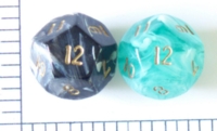 Dice : D12 OPAQUE ROUNDED SWIRL CRYSTAL CASTE SILK 2